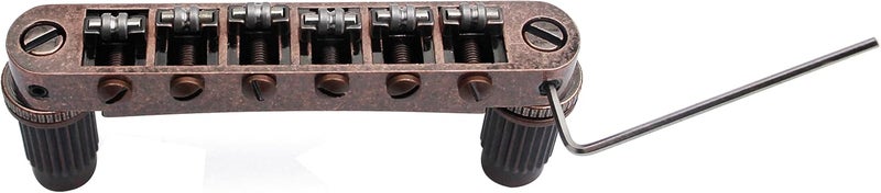 guyker Guitar Tune-O-Matic Roller Saddle Bridge Replacement Part Compatible with Gibson Les Paul LP SG Style 6 String Electric Guitar - GM005, Bronze - Image 1